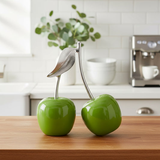 DFOLS Abstract Green Cherry Metal Showpiece – Modern Tabletop Home Décor