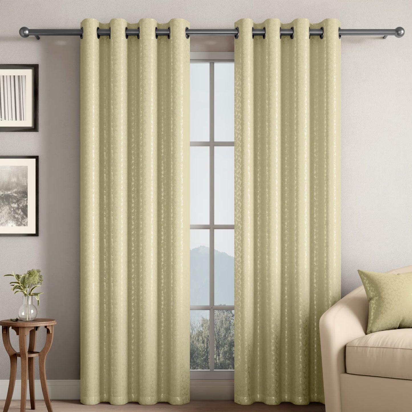 DFOLS Diamond Taupe Jacquard Room Darkening Curtains – Elegant Textured Curtain Set
