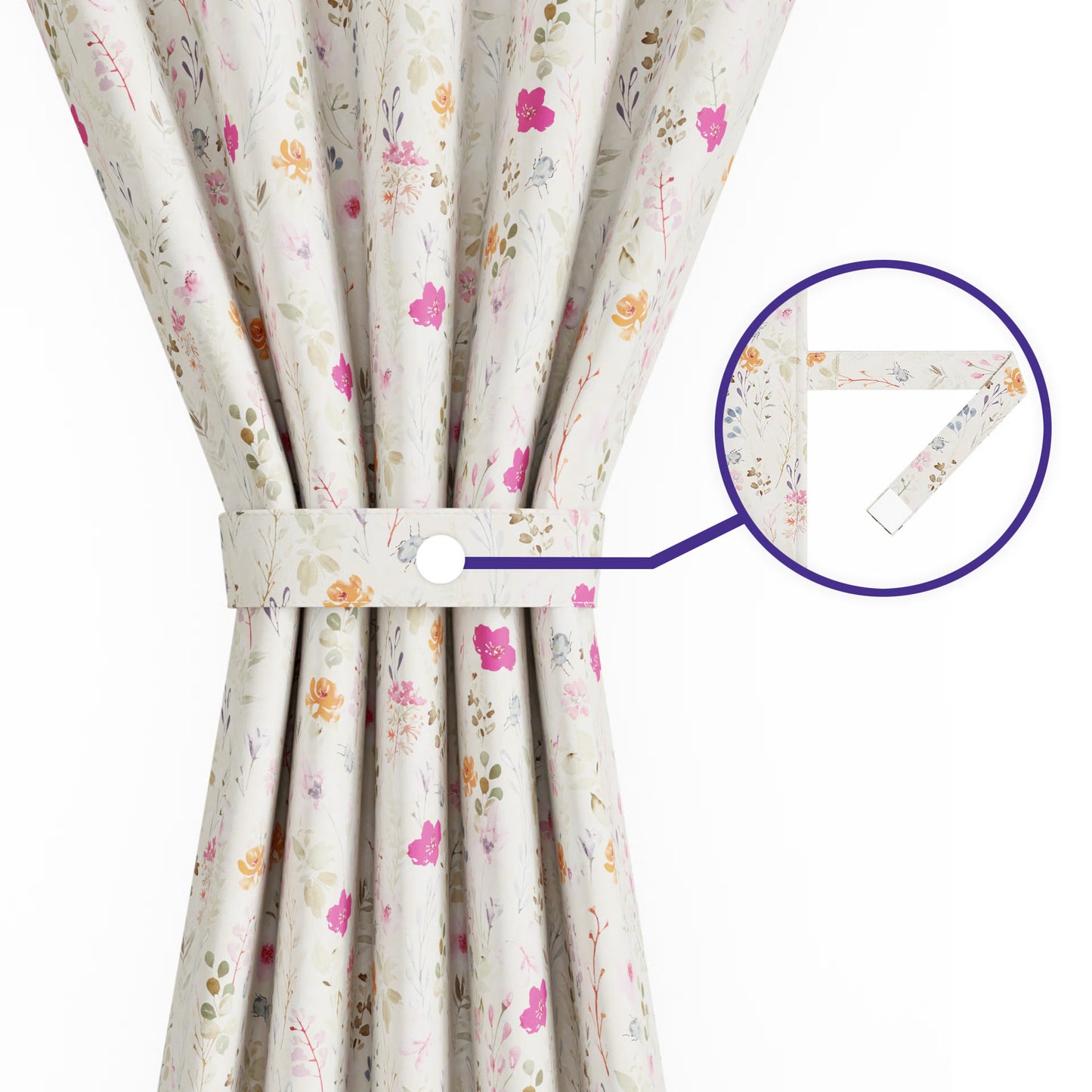 DFOLS Splash Beige Blackout Curtains – Double Layer Floral Curtain Set