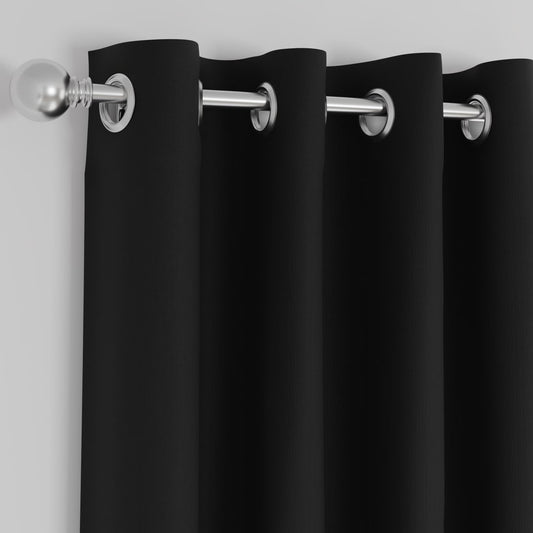 DFOLS Solid Black Triple Weave Blackout Curtains – 99% Light Blocking Door Curtain Set