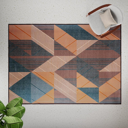 DFOLS Oscar Geometric Printed Area Rug – Modern Multicolor Anti-Skid Carpet