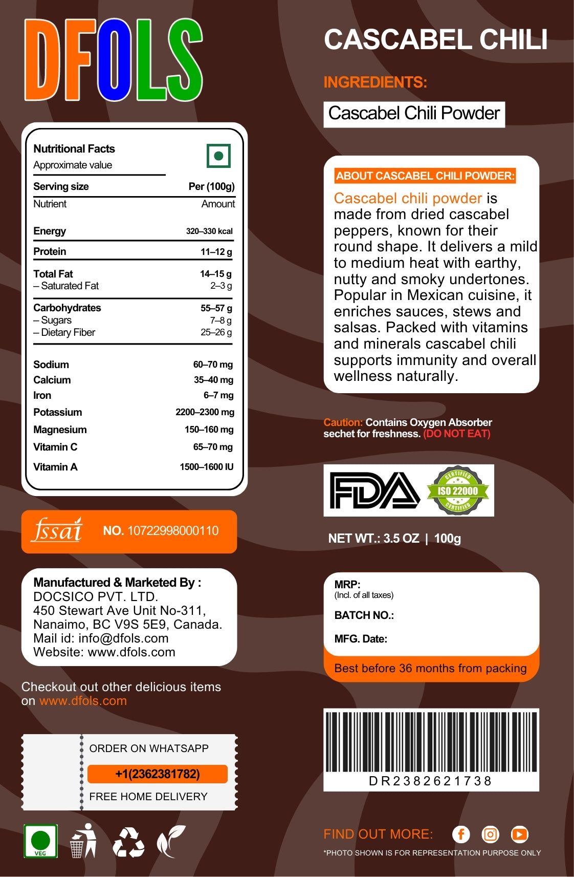 Cascabel Dried Whole Chile Seco Peppers – Authentic Mexican Chili Pods for Traditional Cooking, Sauces, Salsas & Seasoning – Premium Quality Dried Cascabel Chiles - DFOLS