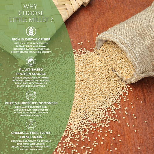 DFOLS Organic Little Millet | Natural & Gluten-Free Ancient Grain | High Fiber, Iron & Antioxidants | Hand-Picked, Cleaned & Pesticide-Free Premium Millet