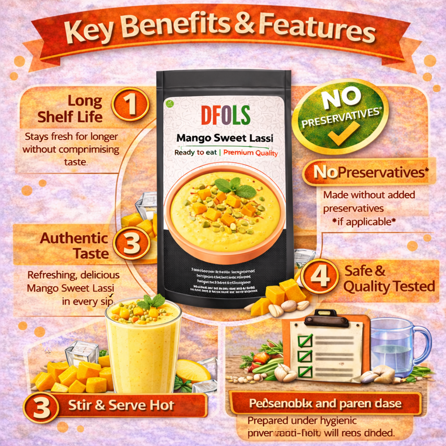 Dfols Mango Sweet Lassi Ready to Drink Yogurt Beverage 8.82oz 250g マンゴーラッシー