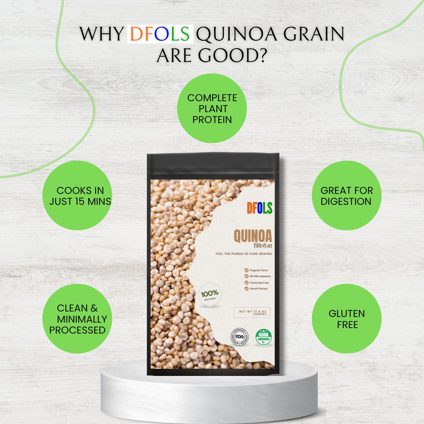 DFOLS Quinoa Whole Grain Light Nutty Cooking 0.55lb 8.82oz 250g キヌア