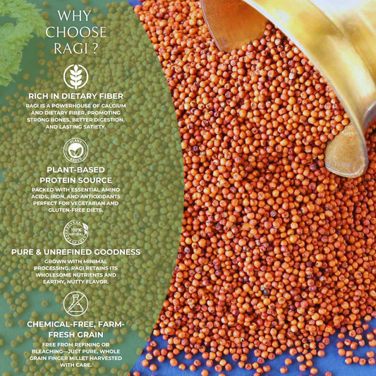 DFOLS Organic Ragi (Finger Millet) | Natural, Gluten-Free Super Grain | High Calcium, Fiber-Rich, Hand-Picked & Pesticide-Free | Nutrient-Dense Millet for Daily Nutrition