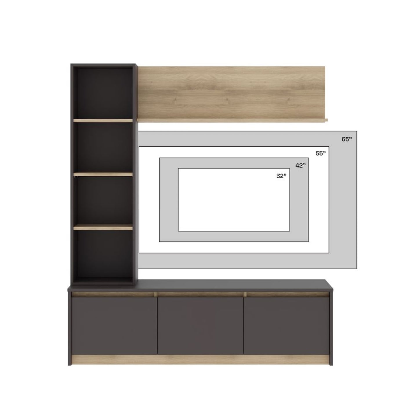 DFOLS Skifer Modern Engineered Wood TV Unit with Display Shelf & Storage