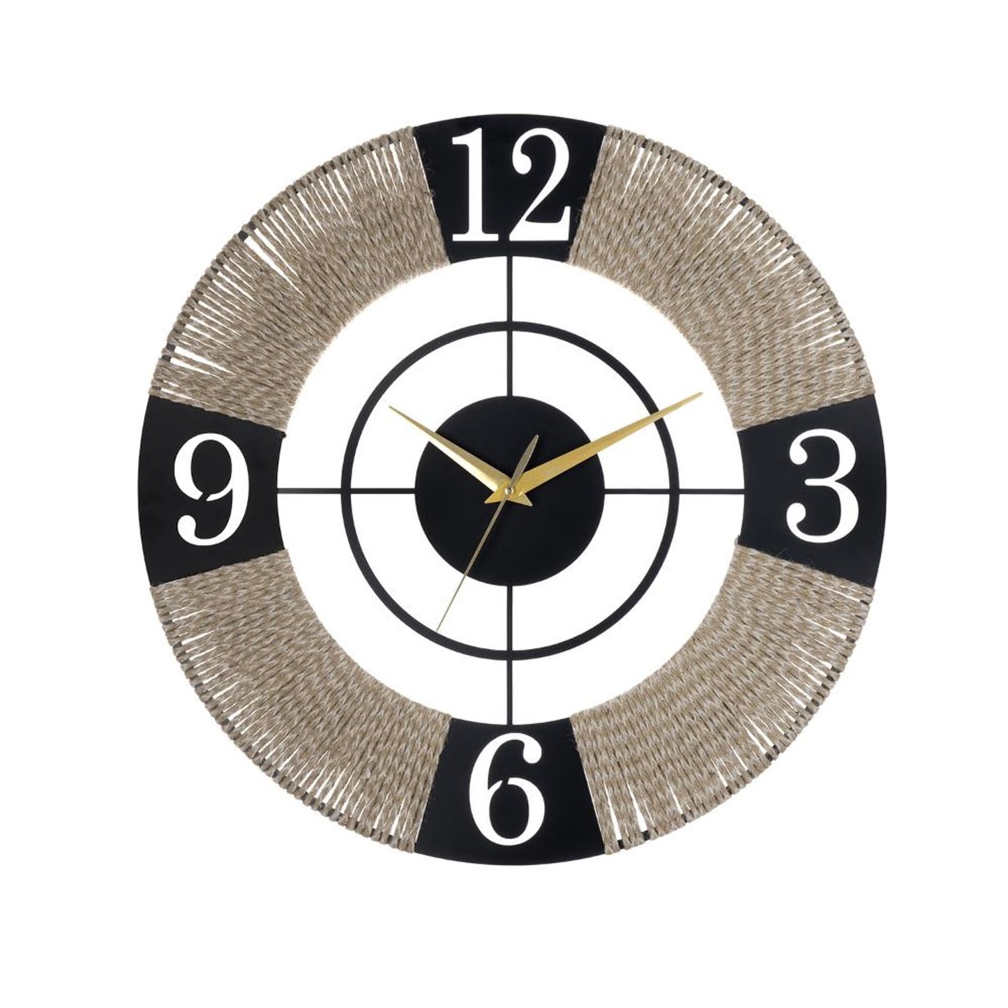 DFOLS Aeon Jute Metal Wall Clock – Black 16 Inch