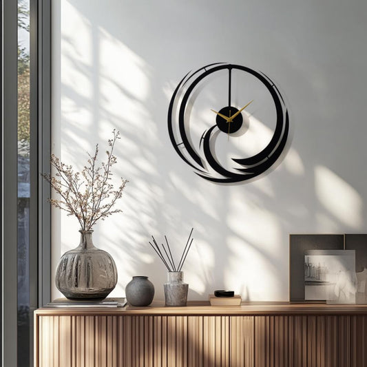 DFOLS Eternia Abstract Metal Wall Clock – Black 16 Inch