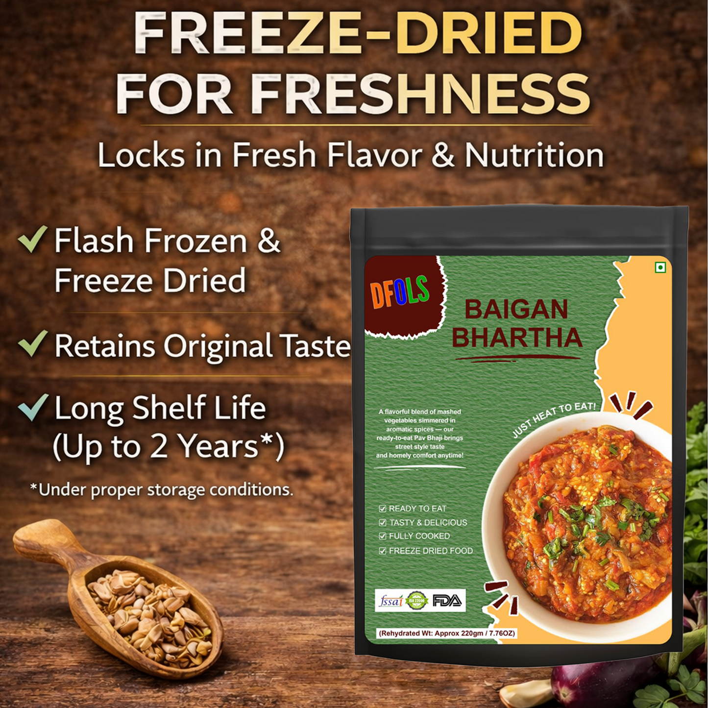 Baingan Bharta | Classic Indian Roasted Brinjal Curry | Microwaveable Ready Meal | Vegetarian | Rich Smoky Flavor | Authentic Home-Style Taste