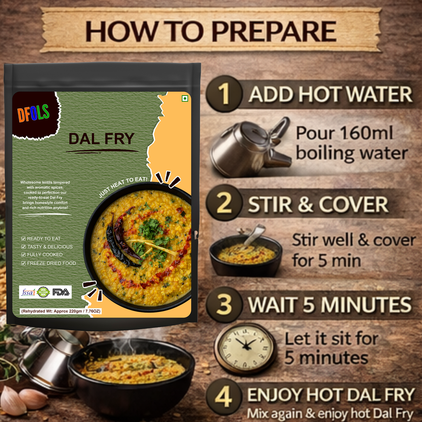 Dal Tadka | Authentic Indian Yellow Lentil Curry | Heat & Serve | Made with Aromatic Spices | Ready-to-Eat Meal | Delicious, Protein-Rich Indian Food