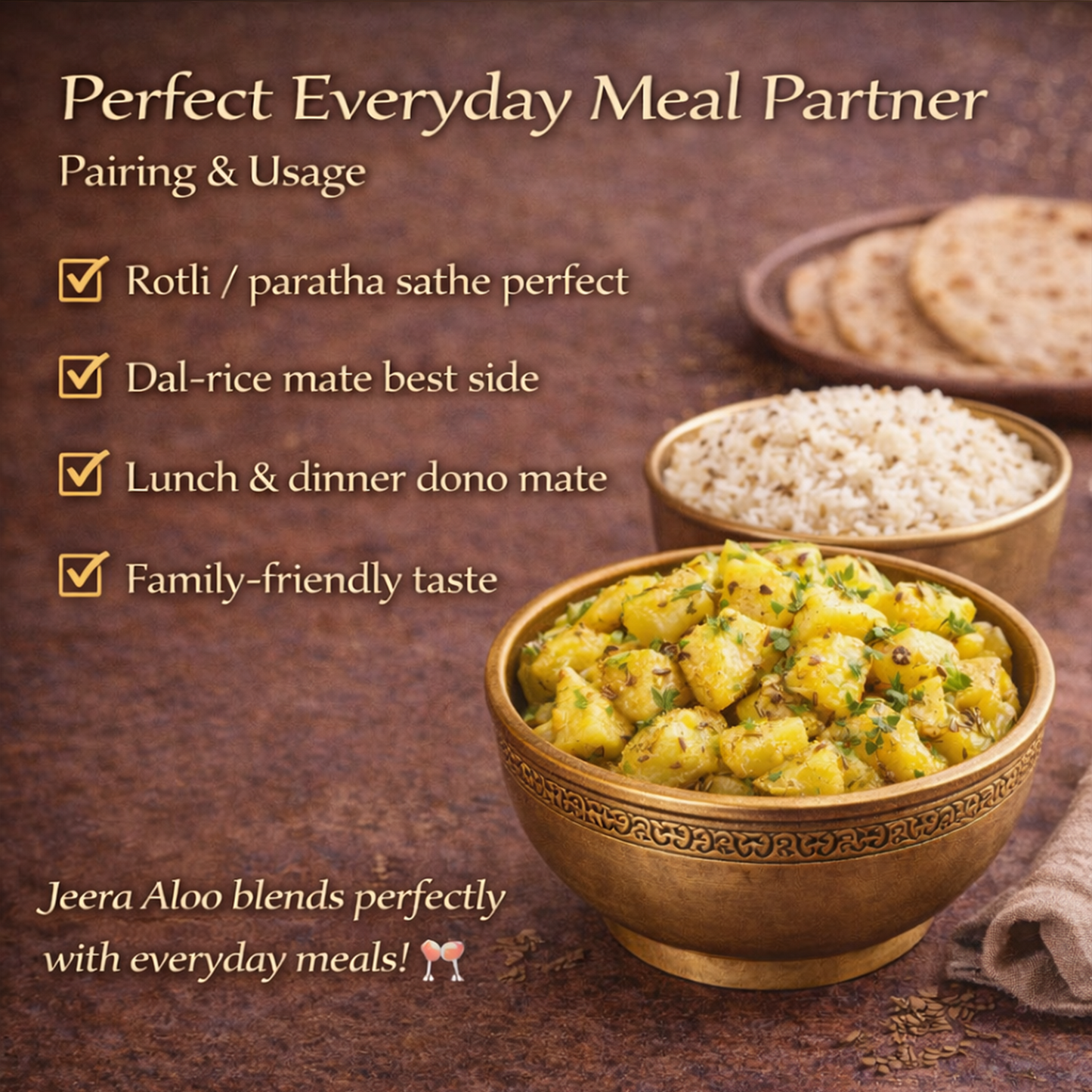 Jeera Aloo | Ready-to-Eat Cumin-Spiced Potato Curry | Authentic Indian Flavour | Heat & Serve Meal | Fresh, Tasty & Convenient Vegetarian Dish