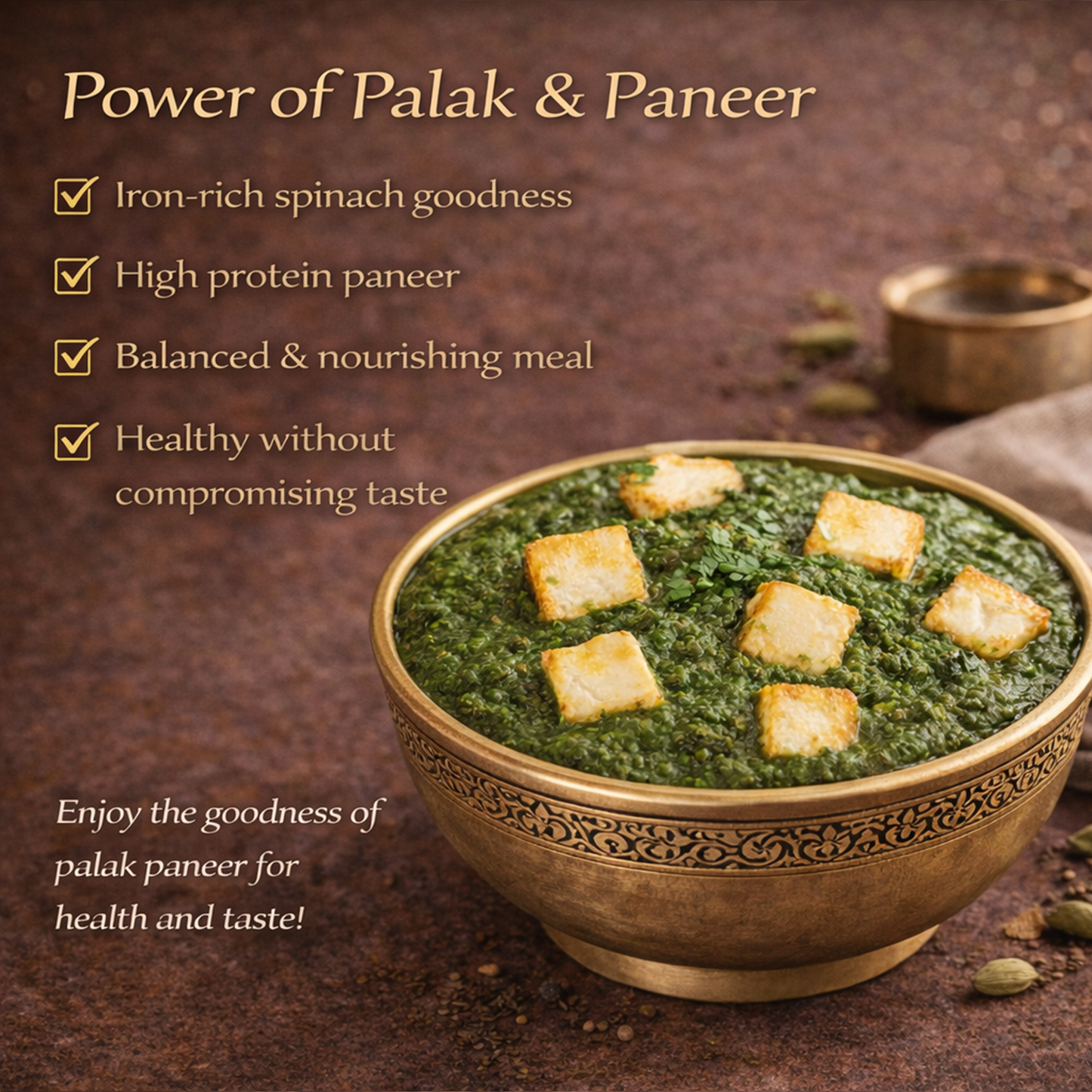 Palak Paneer | Classic Spinach & Cottage Cheese Curry | Ready to Eat | Heat & Serve Indian Meal | Authentic Taste, Rich & Creamy | Convenient Pack