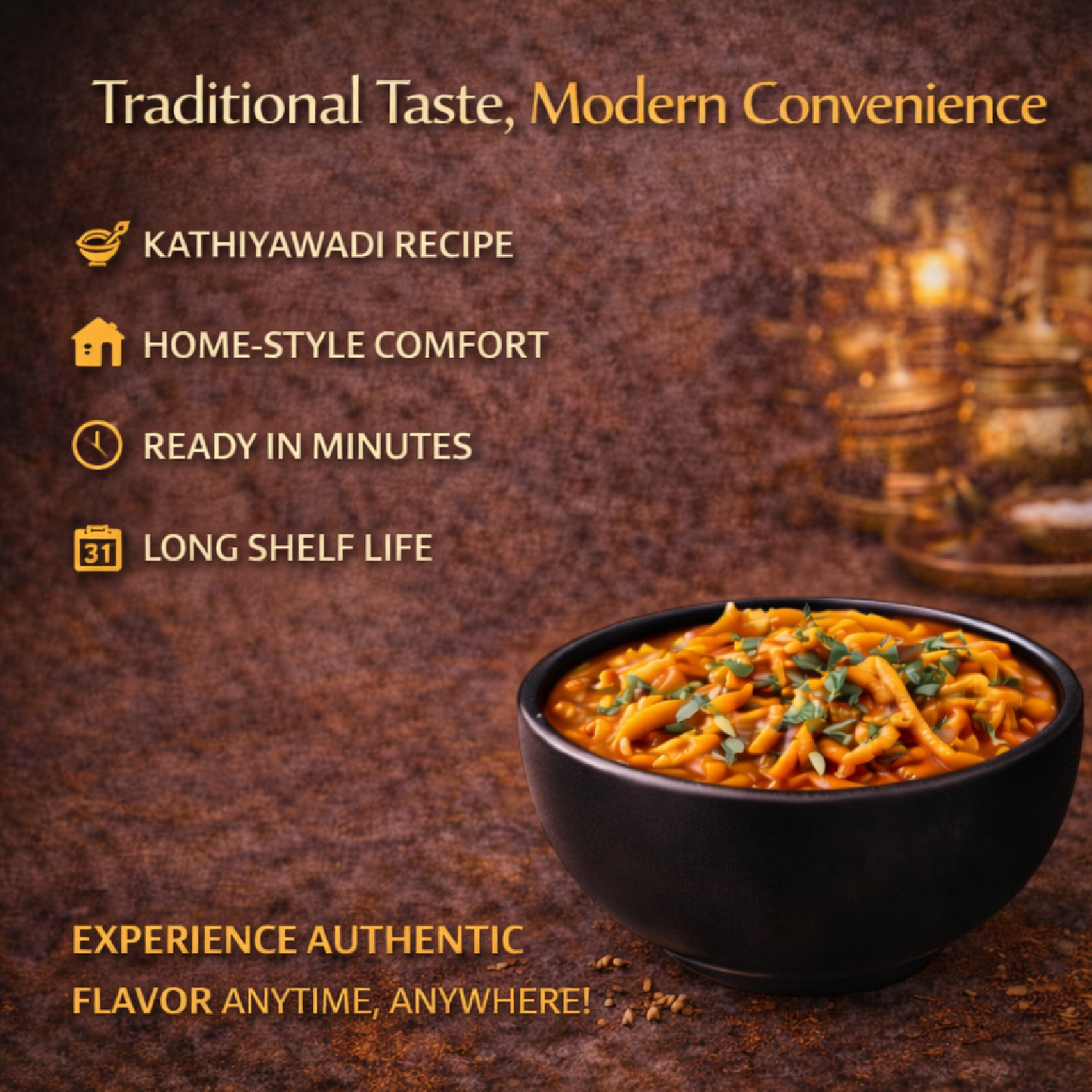 Sev Bhaji | Authentic Maharashtrian Curry with Spicy Gravy & Crunchy Sev | Ready to Eat | Heat & Serve Meal | Traditional Indian Flavor | Convenient Pack