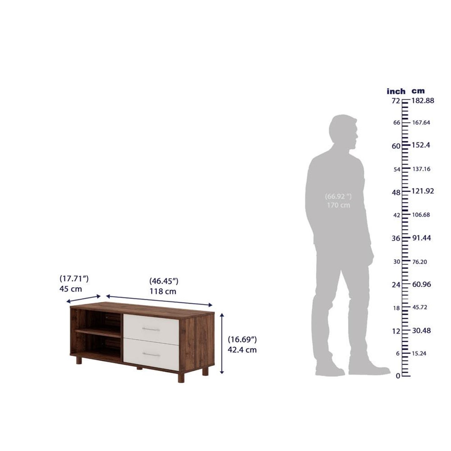 DFOLS Allie Modern Engineered Wood TV Unit with Drawers & Storage Shelf