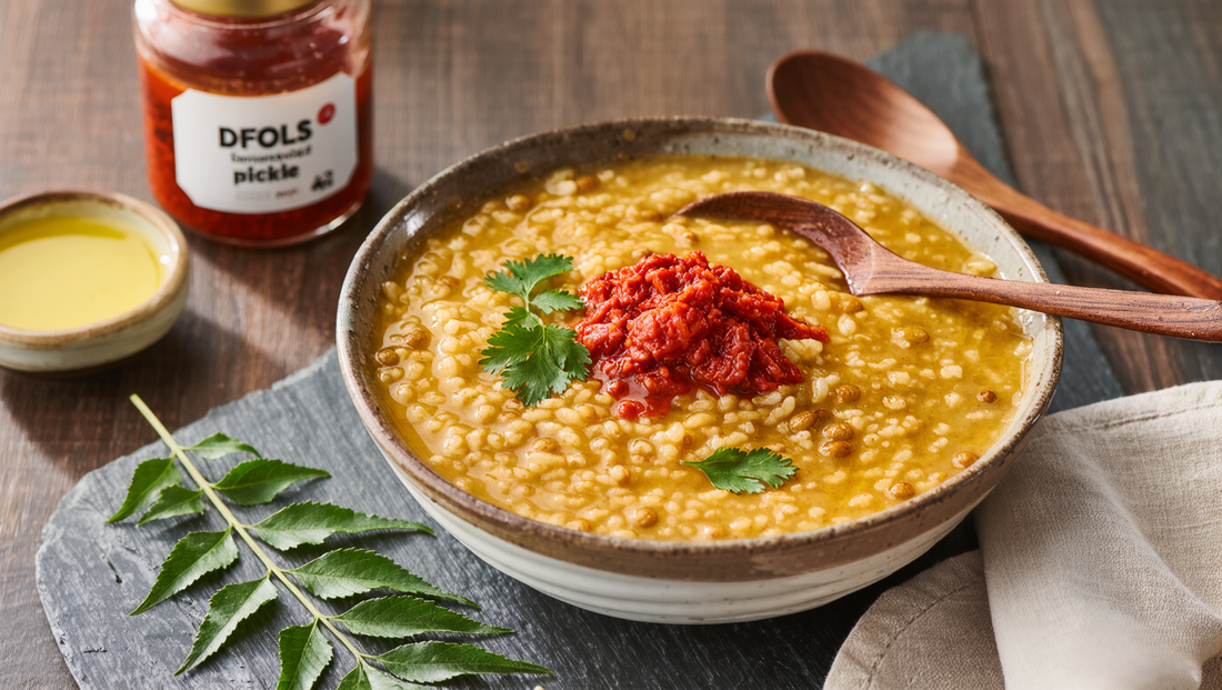 🍚 Gut-Soothing Khichdi with Cold-Pressed Ghee & Pickle
