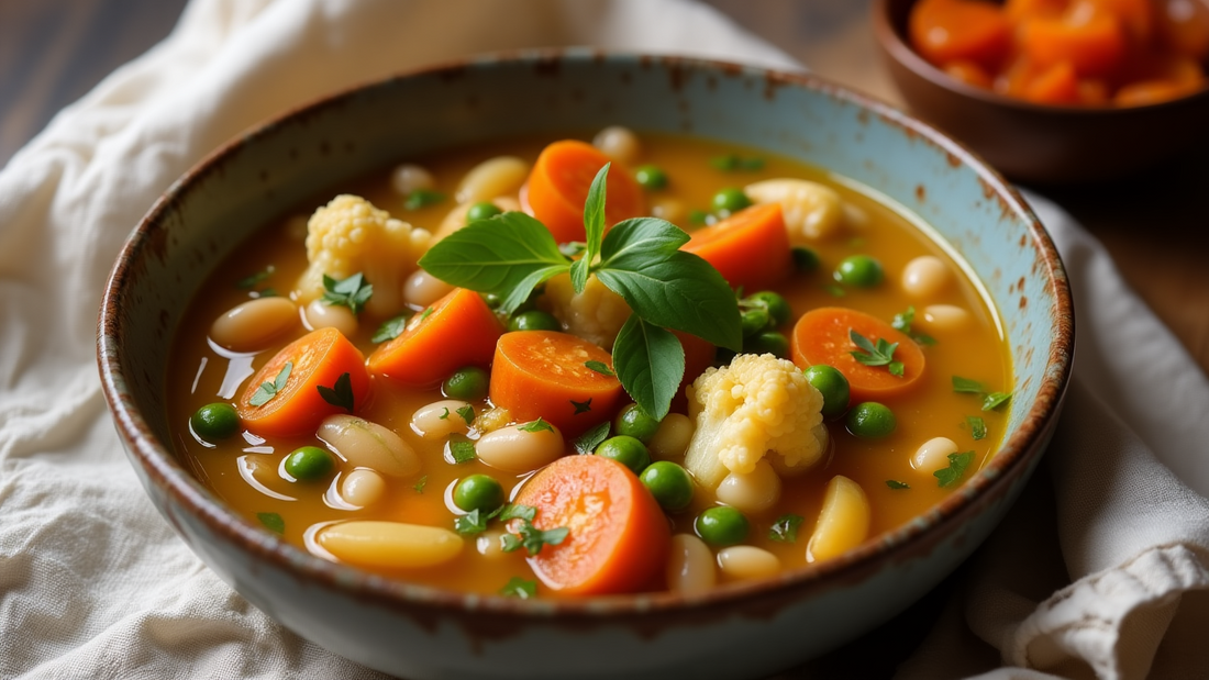 🥣 No-Oil Vegetable Stew with Fermented Pickle Garnish