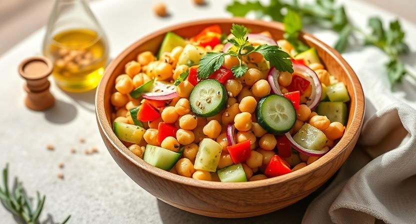 🥜 Chickpea & Cucumber Salad with Cold-Pressed Oil Drizzle