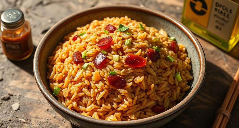 🍚 Stir-Fried Brown Rice with Garlic Pickle Oil & Veggies