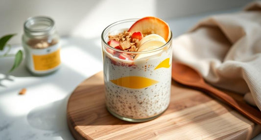 🥣 Overnight Oats with Cold-Pressed A2 Ghee & Fruit Topping