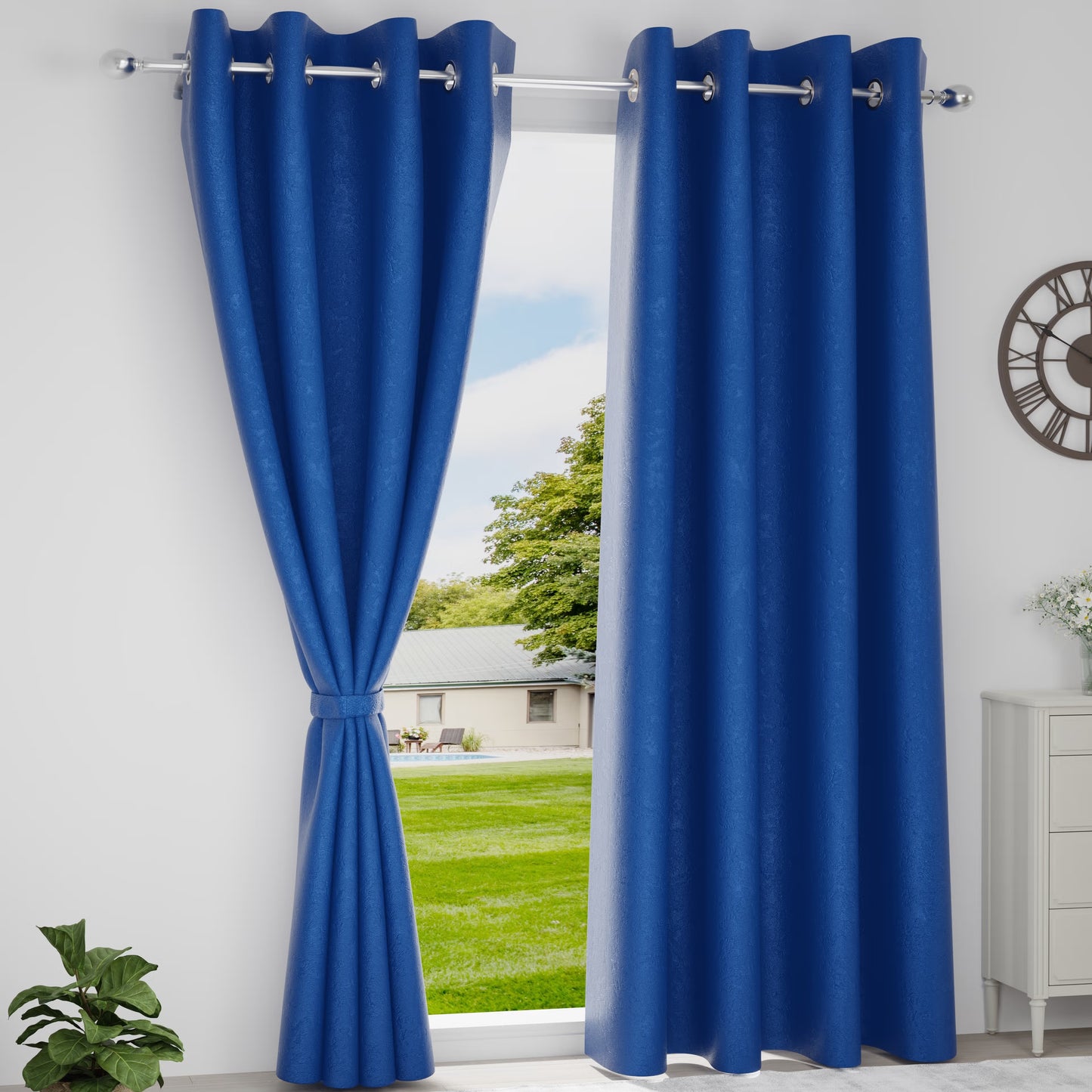 DFOLS Barkana Blackout Curtains – Premium Blue Door Curtain Set