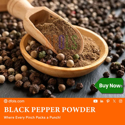 Fine Ground Black Pepper Powder – Strong Aroma & Bold Flavour | Great for Curries, BBQ, Sauces, Soups & Everyday Seasoning - DFOLS