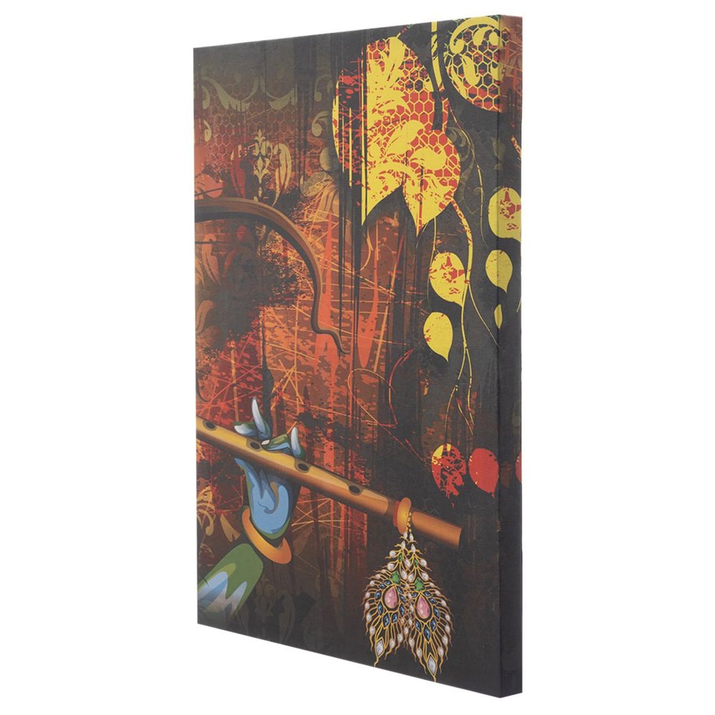 DFOLS Krishna in Vrindavan 3 Panel Canvas Wall Painting – Spiritual Indian Art