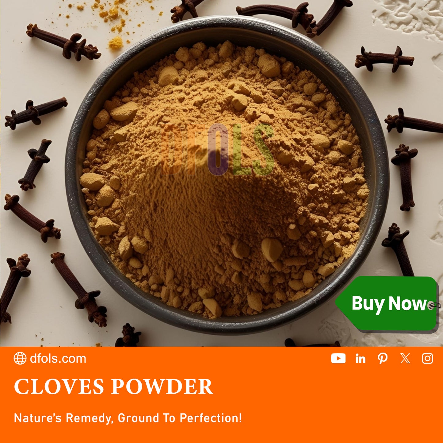 Premium Clove Powder | Aromatic & Freshly Ground Spice for Baking, Curries, Marinades & Beverages | Warm Sweet Flavor Enhancer | Pure, Natural & Essential Kitchen Pantry Ingredient - DFOLS