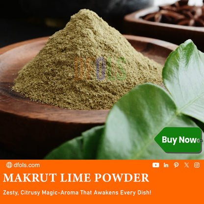 Makrut Lime Powder – Premium Dried & Ground Kaffir Lime Leaves for Authentic Thai & Southeast Asian Cuisine (2 oz Jar) – All-Natural, Non-GMO, Gluten-Free, Vegan - DFOLS