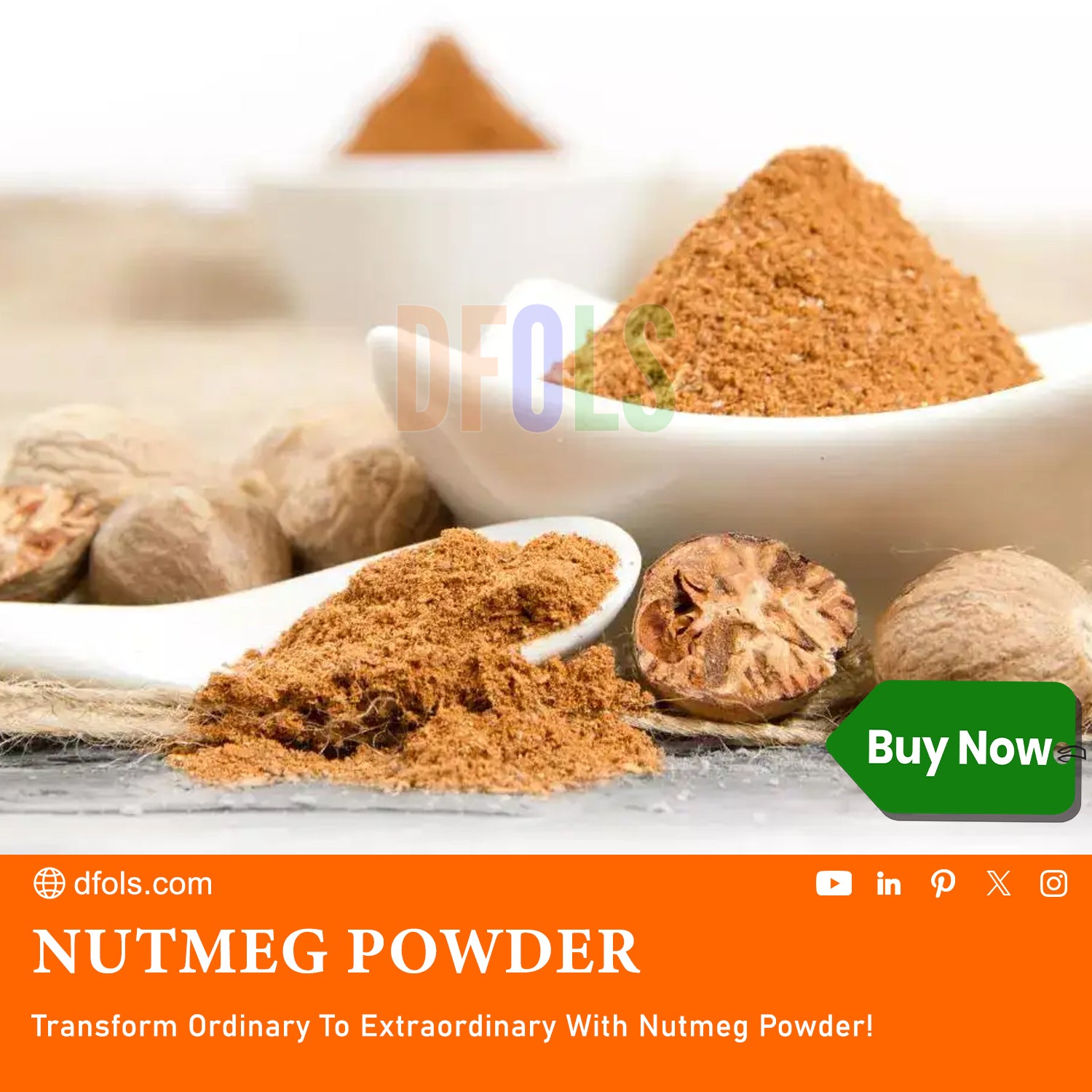 Organic Ground Nutmeg 2.3 oz Jar | Pure, Aromatic & Spicy-Sweet Flavor | USDA Organic | Kosher | Non-GMO | No ETO | Freshly Ground Premium Quality Spice - DFOLS