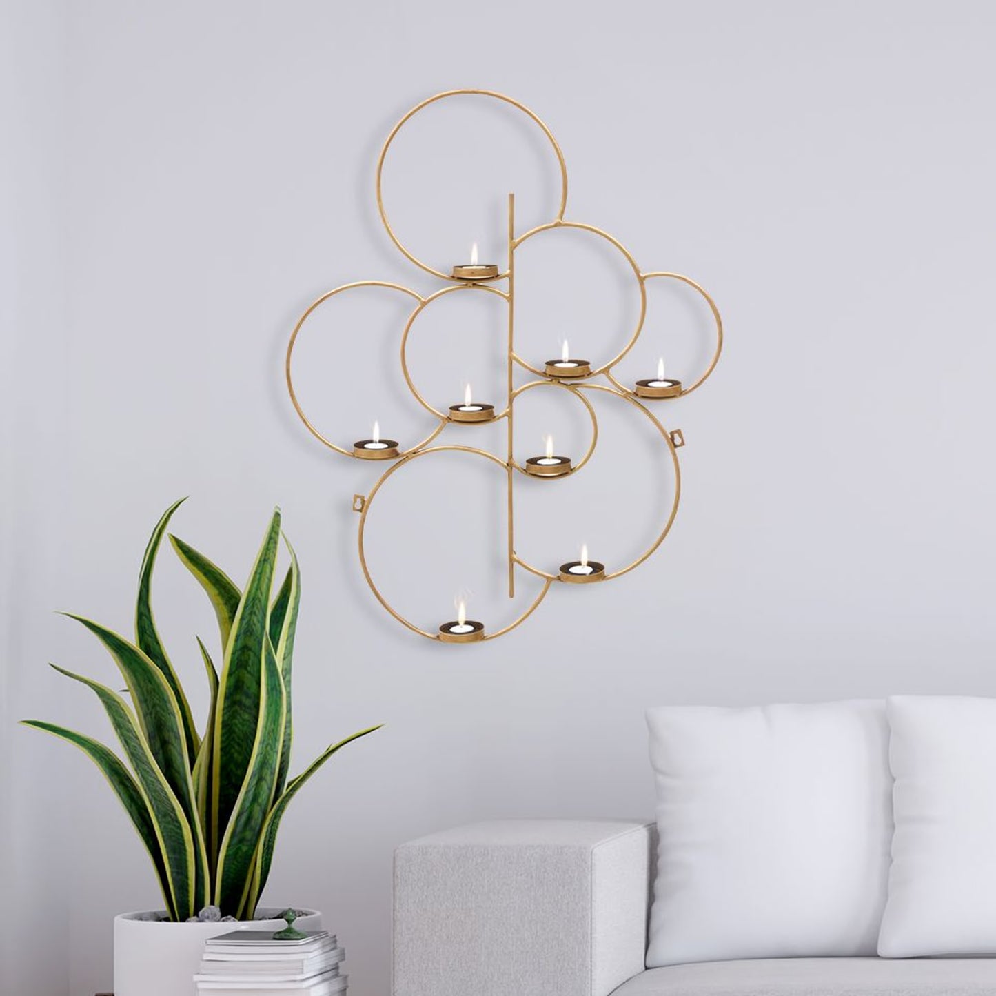 DFOLS Gold Metal Wall Rings Candle Holder – Modern Decorative Wall Accent