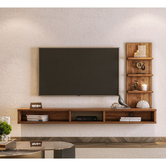 DFOLS Expo Floating Engineered Wood TV Unit with Display Shelves