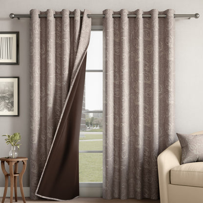 DFOLS Cannon Designer Jacquard Blackout Curtains – Premium Woven Door Curtain Set