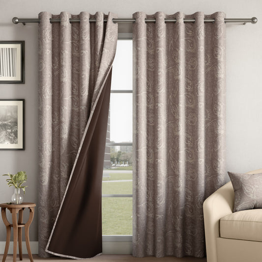 DFOLS Cannon Designer Jacquard Blackout Curtains – Premium Woven Door Curtain Set