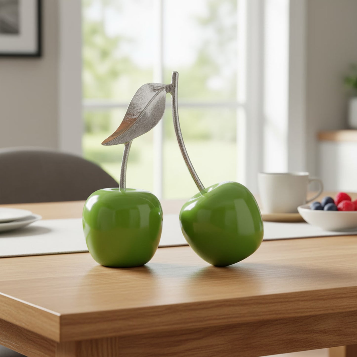 DFOLS Abstract Green Cherry Metal Showpiece – Modern Tabletop Home Décor