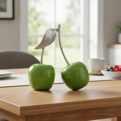 DFOLS Abstract Green Cherry Metal Showpiece – Modern Tabletop Home Décor