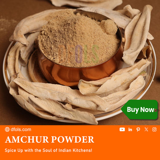 Amchur Powder | Dry Raw Mango Powder | Gluten Free | Non GMO, No Preservatives | 100% Pure & Natural Spice Seasoning for Indian cuisine - DFOLS
