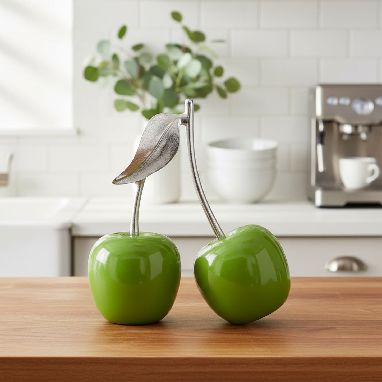 DFOLS Abstract Green Cherry Metal Showpiece – Modern Tabletop Home Décor