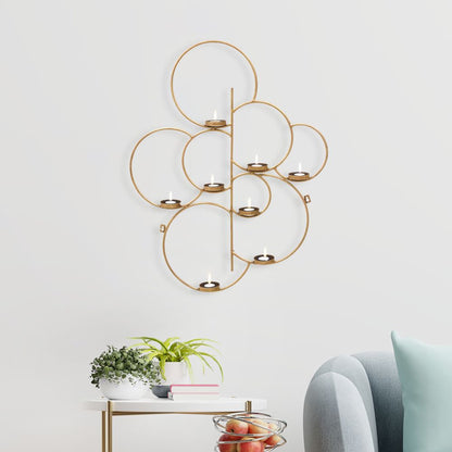 DFOLS Gold Metal Wall Rings Candle Holder – Modern Decorative Wall Accent
