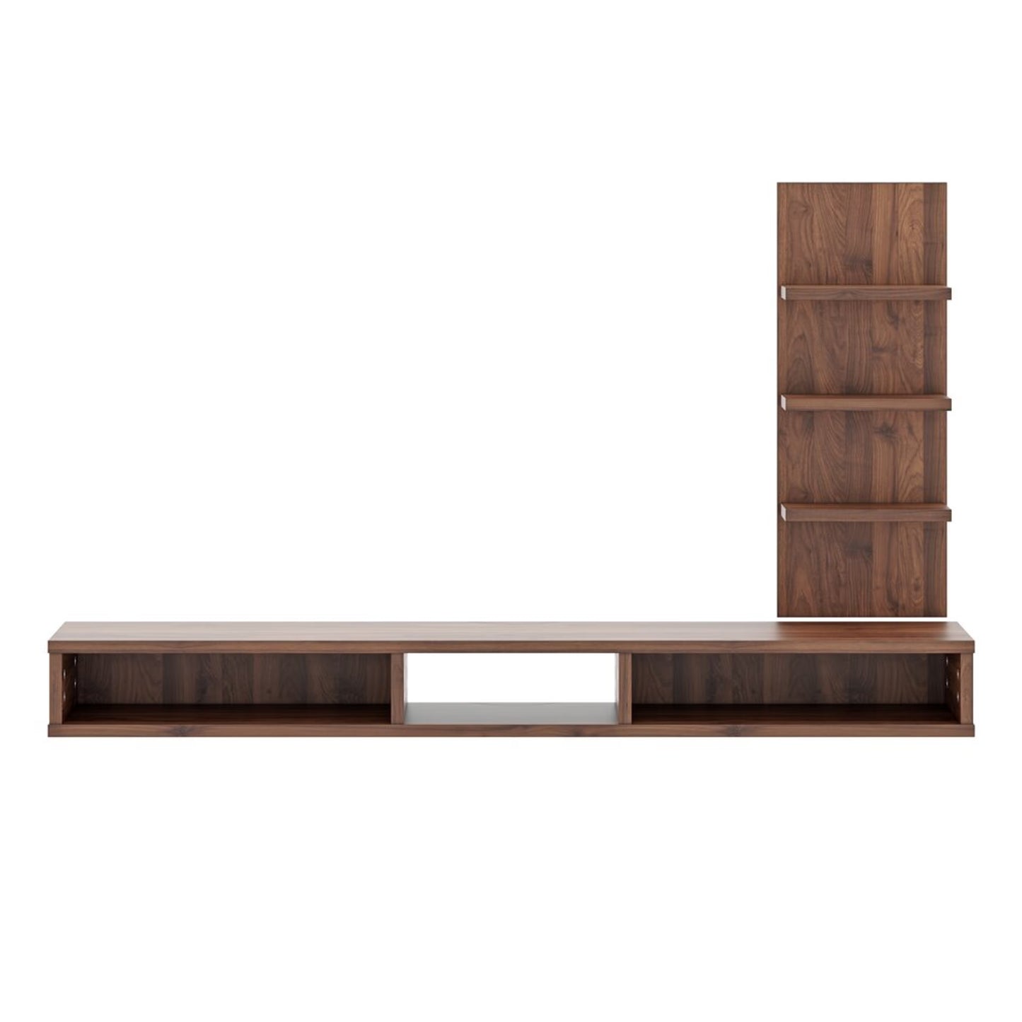DFOLS Expo Floating Engineered Wood TV Unit with Display Shelves