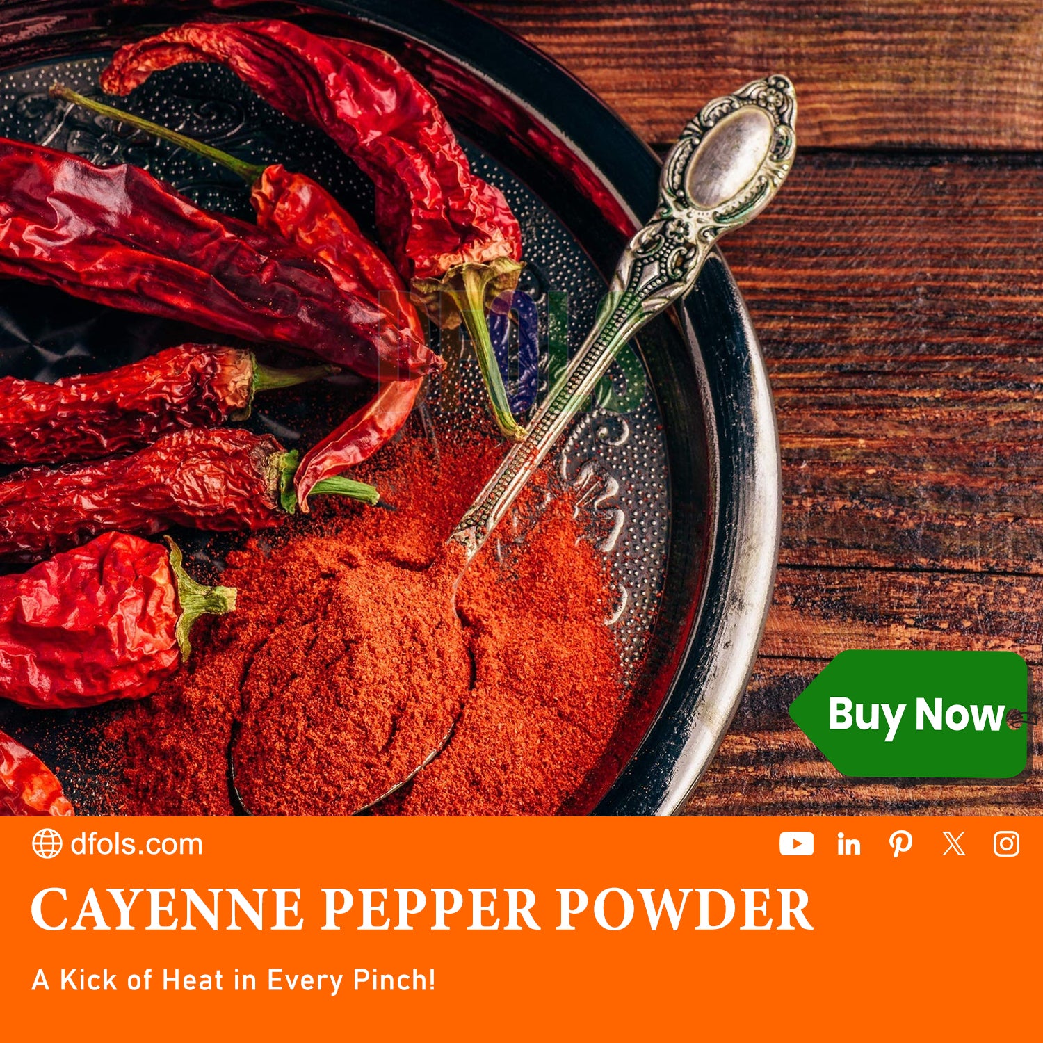 Organic Cayenne Pepper – 100% Pure, Non-GMO, Premium Ground Red Chili Powder, High Heat & Fresh Aroma, All-Natural Spice for Cooking, Seasoning & Wellness - DFOLS