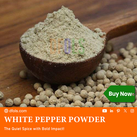 Organic White Peppercorns | Fine Ground White Pepper Seasoning | Pure, Natural & Gluten-Free Spice for Cooking, Soups, Curries & Everyday Recipes | Premium White Pepper Powder - DFOLS