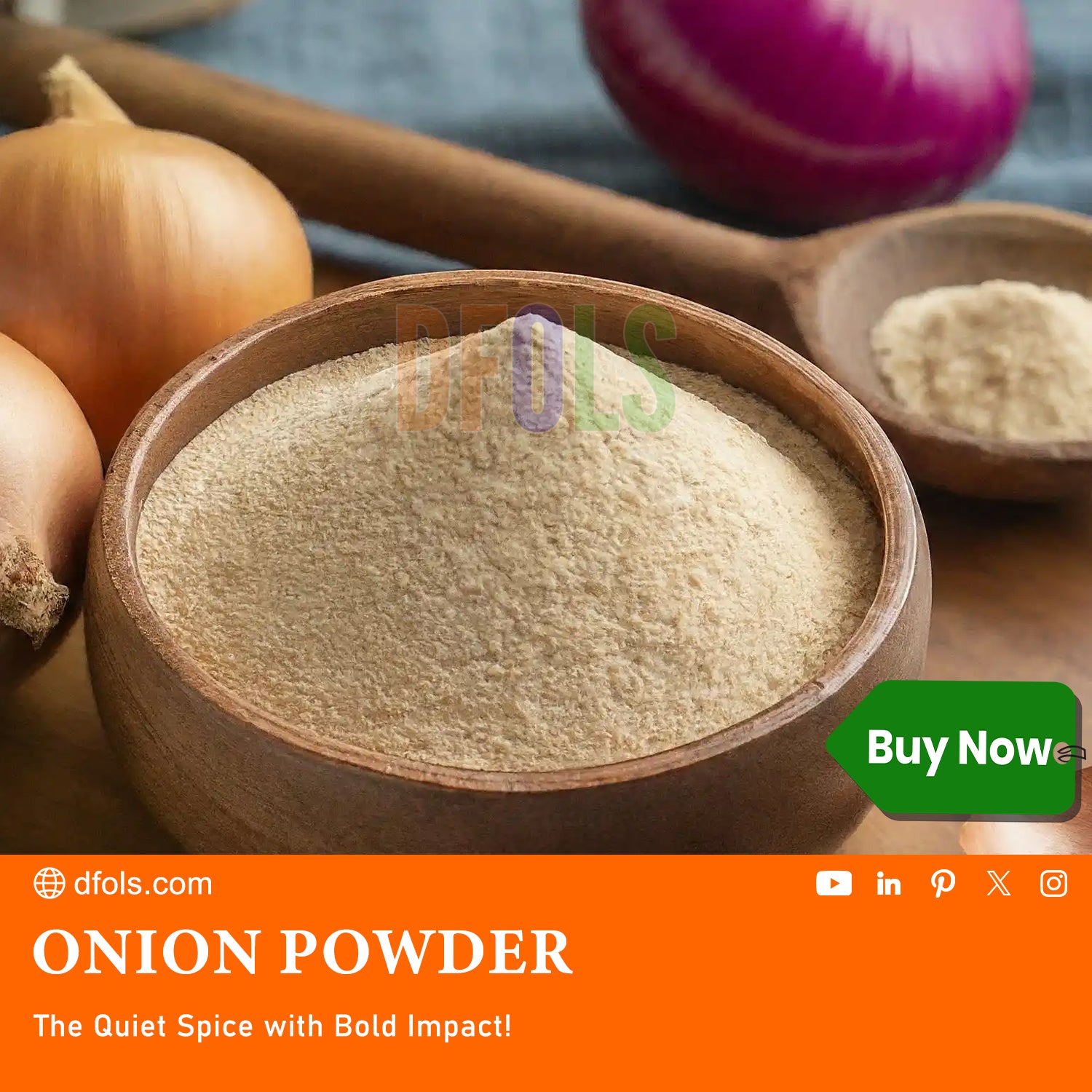 Onion Powder Non GMO, Gluten Free, 100% Raw, Sourced from India, Perfect for Cooking, Seasonings. - DFOLS