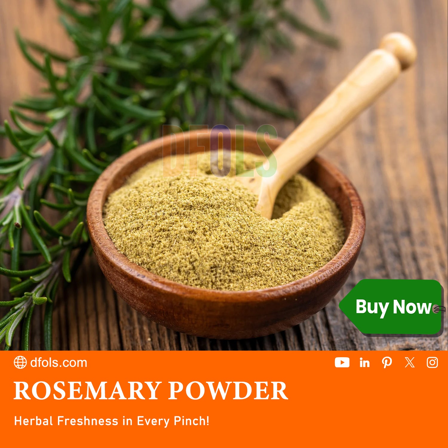 Organic Rosemary Leaf Powder, Natural & Dried Rosemary Leaves Powder - Ideal for Cooking and Baking. - DFOLS