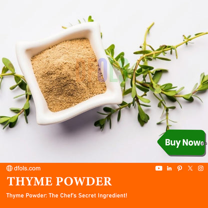 Thyme Powder - A robust, piney flavor with hints of camphor and bitterness. Used in many slow cooked dishes. - DFOLS