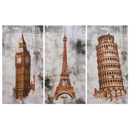 DFOLS Around the World 3 Panel Canvas Wall Painting – Landmark Travel Art
