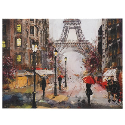 DFOLS Rainy Evening in Paris Canvas Wall Painting – Eiffel Tower Paris Street Art