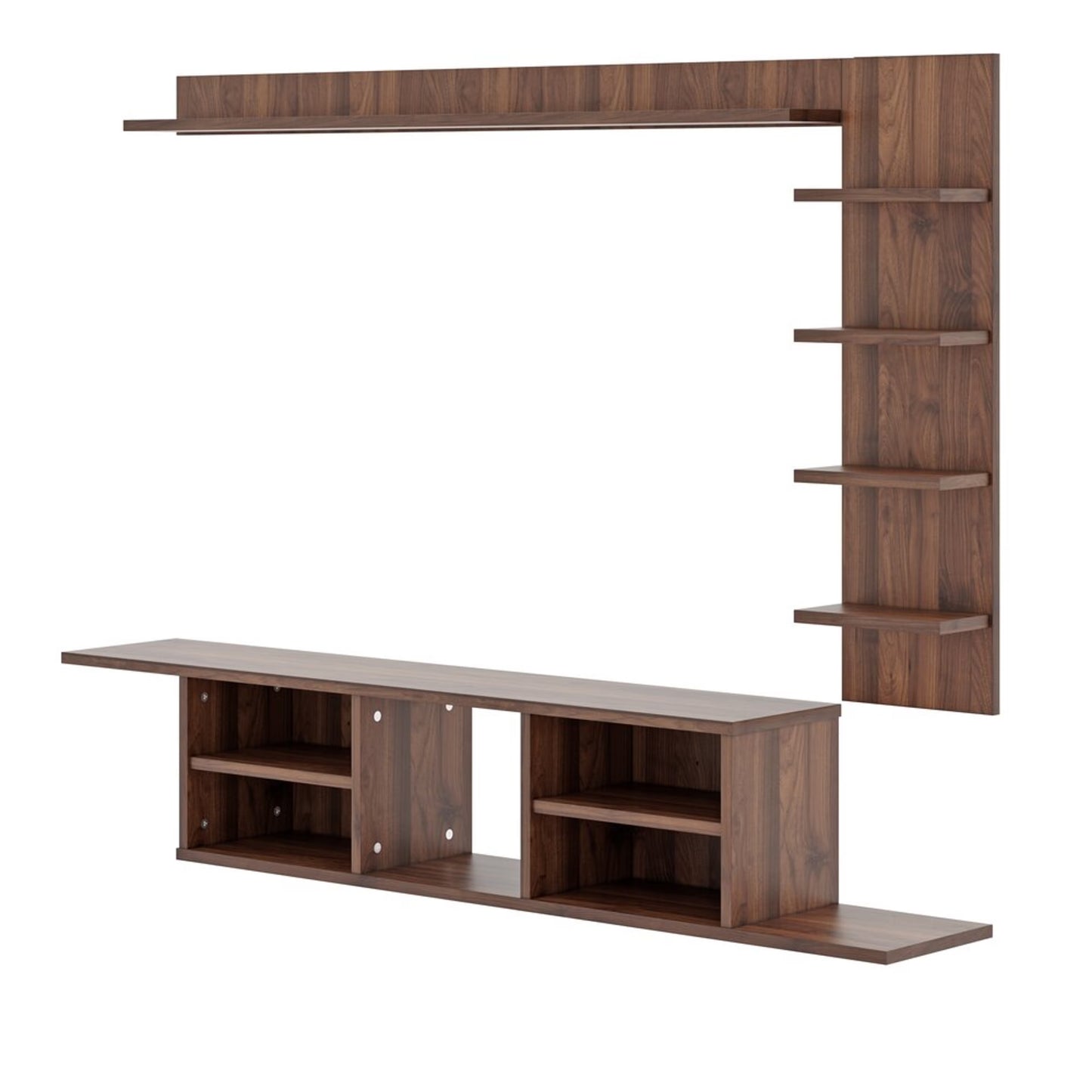 DFOLS Hitch Modern Wall Mounted Engineered Wood TV Unit with Display Shelves