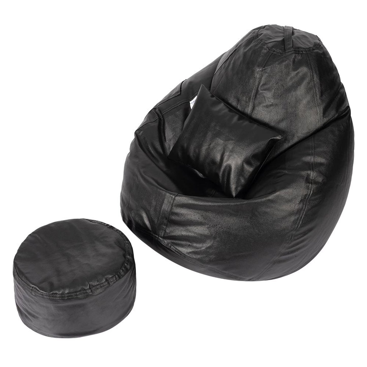 DFOLS 4XL Leatherette Bean Bag Chair with Footrest & Cushion – Black
