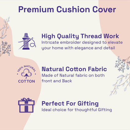 DFOLS Soul Tree Golden Cushion Cover – Luxury Embroidered Décor